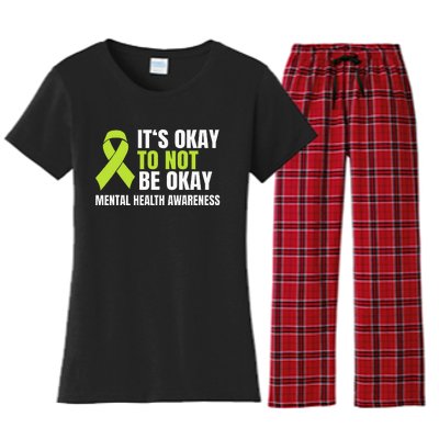 Its Okay To Not Be Okay Mental Health Ribbon Women's Flannel Pajama Set