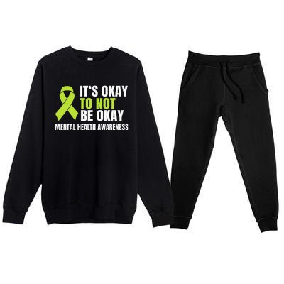 Its Okay To Not Be Okay Mental Health Ribbon Premium Crewneck Sweatsuit Set