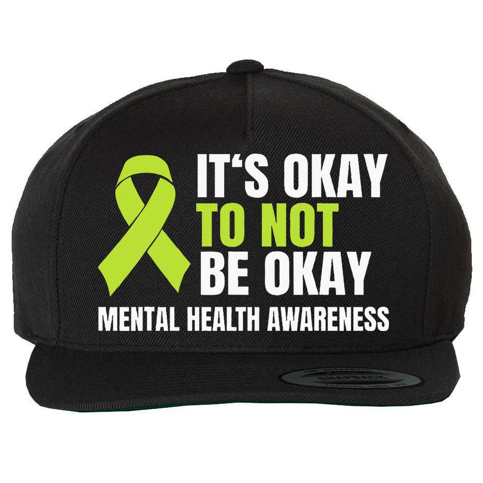 Its Okay To Not Be Okay Mental Health Ribbon Wool Snapback Cap
