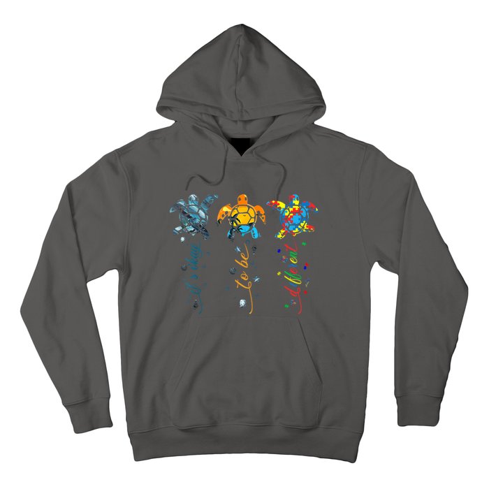 Its Ok To Be Different Sea Turtle Planet Gift Autism Awareness Hoodie