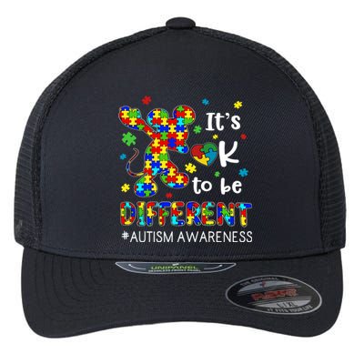 It's Ok To Be Different Mouse Be Kind Autism Awareness Month Support Flexfit Unipanel Trucker Cap