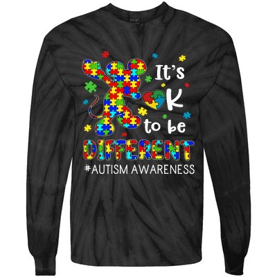 It's Ok To Be Different Mouse Be Kind Autism Awareness Month Support Tie-Dye Long Sleeve Shirt