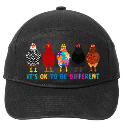 Its Ok To Be Different Cute Chickens Autism Awareness Tee 7-Panel Snapback Hat