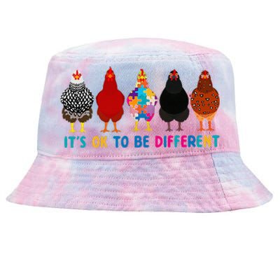 Its Ok To Be Different Cute Chickens Autism Awareness Tee Tie-Dyed Bucket Hat