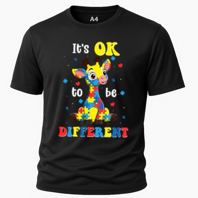 ItS Ok To Be Different Giraffe Autism Awareness Autistic Performance Shirt