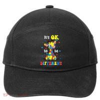 ItS Ok To Be Different Giraffe Autism Awareness Autistic 7-Panel Snapback Hat