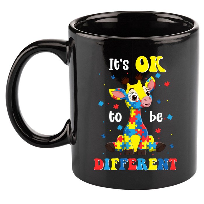 ItS Ok To Be Different Giraffe Autism Awareness Autistic 11oz C Handle Ceramic Mug