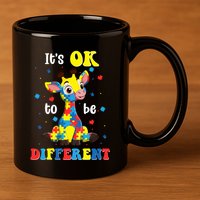 ItS Ok To Be Different Giraffe Autism Awareness Autistic 11oz C Handle Ceramic Mug