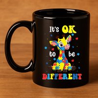 ItS Ok To Be Different Giraffe Autism Awareness Autistic 11oz C Handle Ceramic Mug