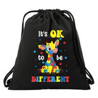 ItS Ok To Be Different Giraffe Autism Awareness Autistic Drawstring Bag