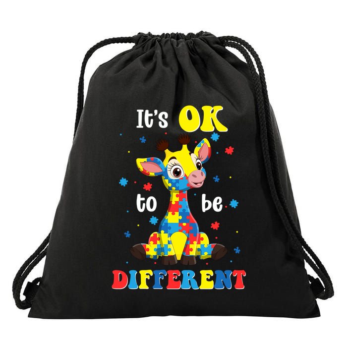 ItS Ok To Be Different Giraffe Autism Awareness Autistic Drawstring Bag