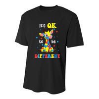 ItS Ok To Be Different Giraffe Autism Awareness Autistic Youth Performance Sprint T-Shirt