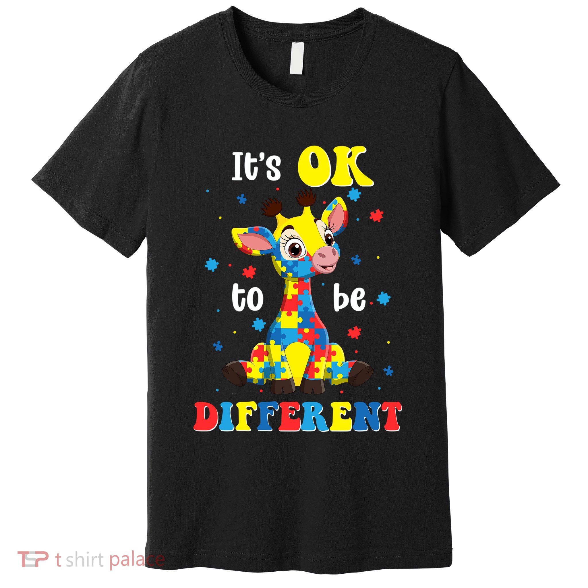 ItS Ok To Be Different Giraffe Autism Awareness Autistic Premium T-Shirt
