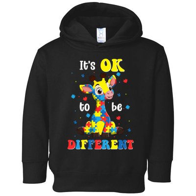 ItS Ok To Be Different Giraffe Autism Awareness Autistic Toddler Hoodie