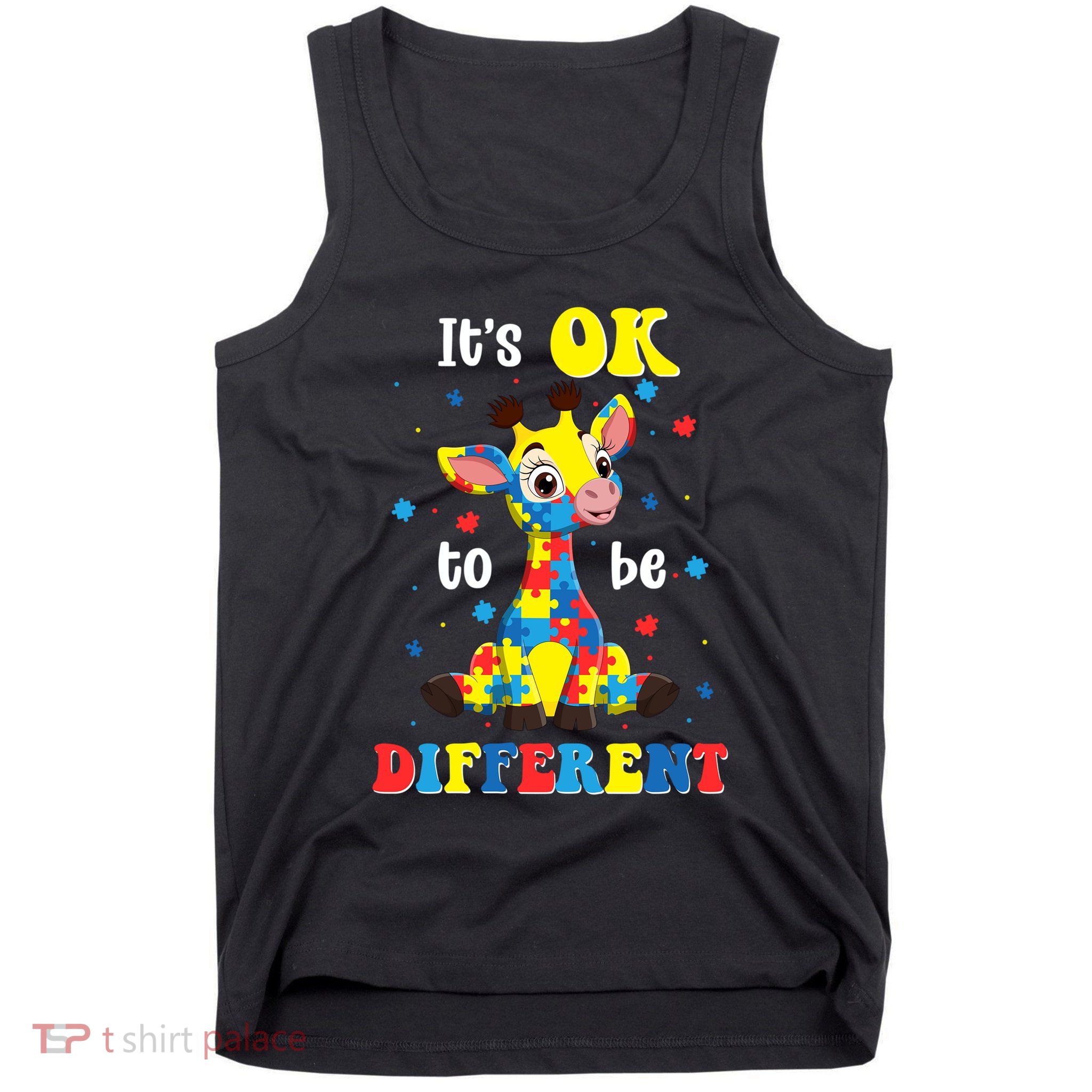 ItS Ok To Be Different Giraffe Autism Awareness Autistic Tank Top