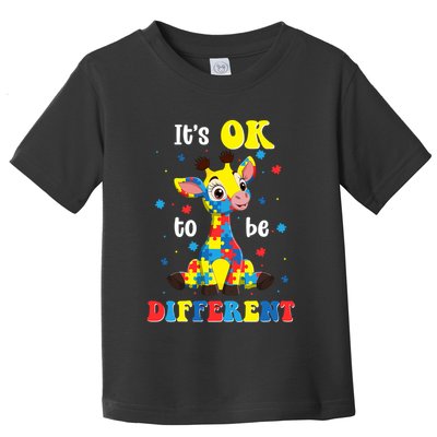 ItS Ok To Be Different Giraffe Autism Awareness Autistic Toddler T-Shirt