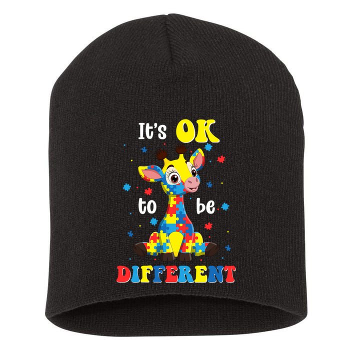 ItS Ok To Be Different Giraffe Autism Awareness Autistic Short Acrylic Beanie