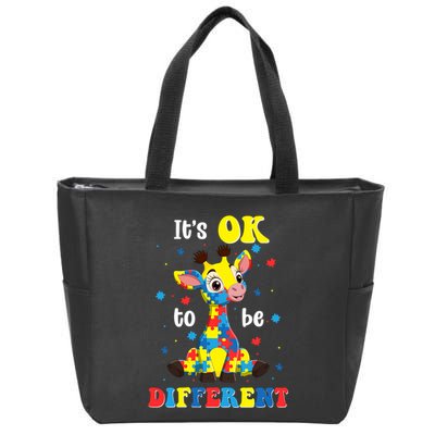 ItS Ok To Be Different Giraffe Autism Awareness Autistic Zip Tote Bag