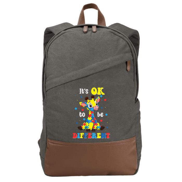 ItS Ok To Be Different Giraffe Autism Awareness Autistic Cotton Canvas Backpack