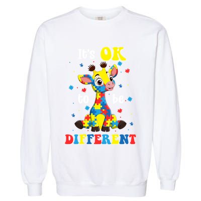 ItS Ok To Be Different Giraffe Autism Awareness Autistic Garment-Dyed Sweatshirt