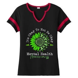 Its Okay To Not Be Okay Mental Health Awareness Green Ribbon Ladies Halftime Notch Neck Tee