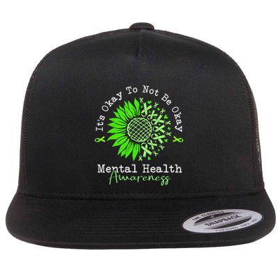 Its Okay To Not Be Okay Mental Health Awareness Green Ribbon Flatbill Hat