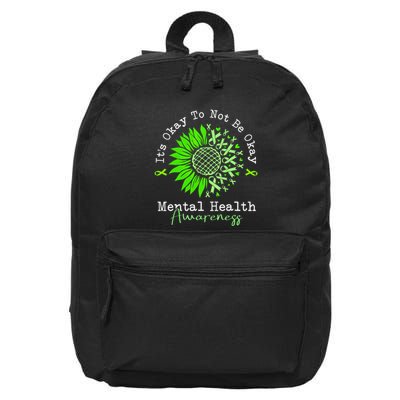 Its Okay To Not Be Okay Mental Health Awareness Green Ribbon 16 in Basic Backpack