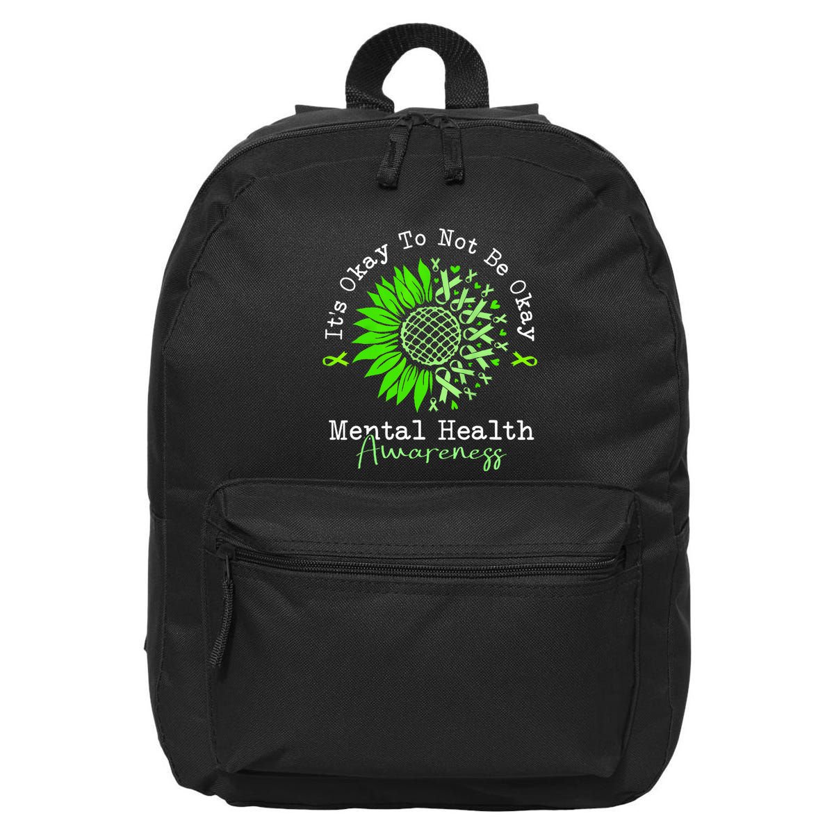 Its Okay To Not Be Okay Mental Health Awareness Green Ribbon 16 in Basic Backpack