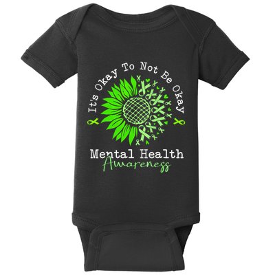 Its Okay To Not Be Okay Mental Health Awareness Green Ribbon Baby Bodysuit