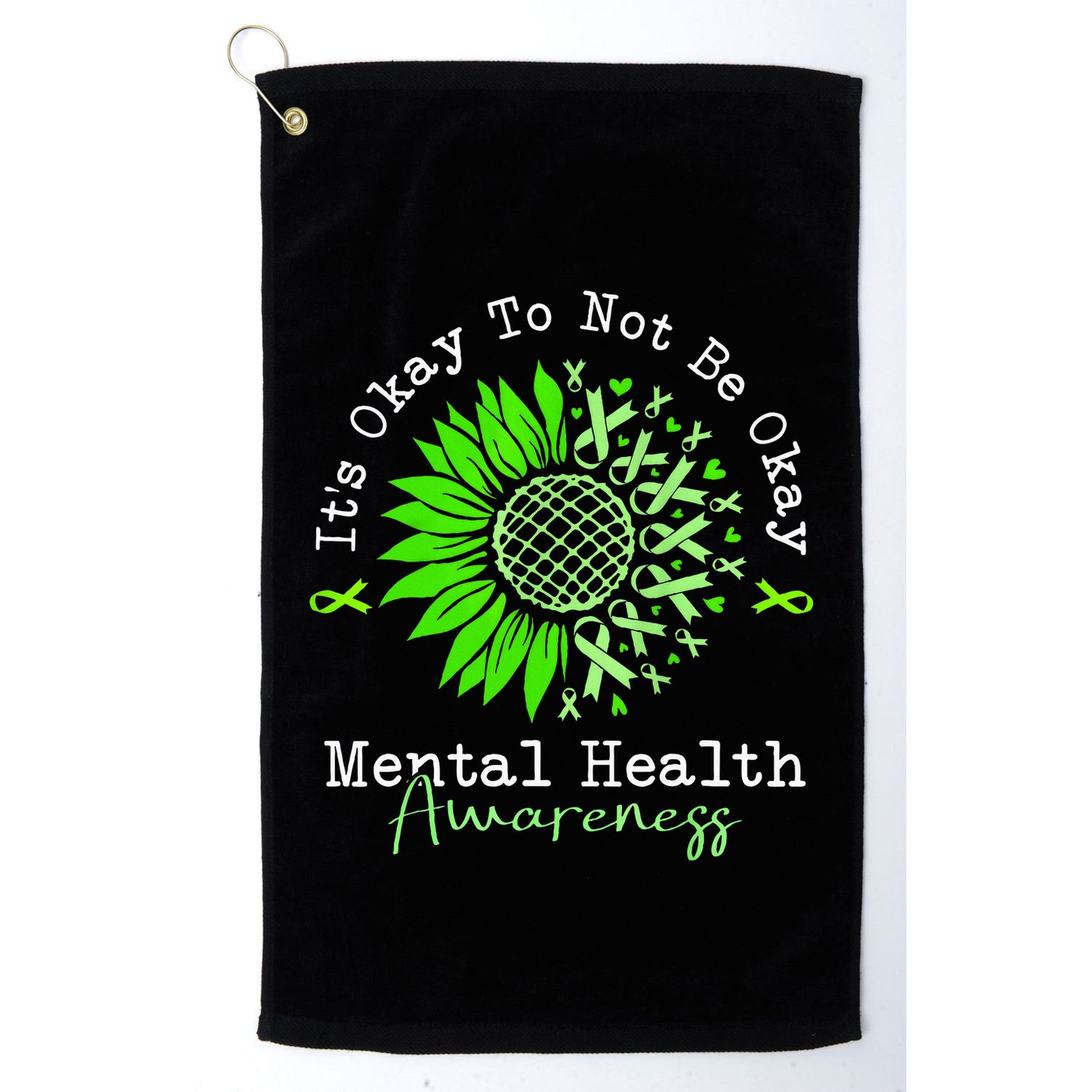 Its Okay To Not Be Okay Mental Health Awareness Green Ribbon Golf Towel