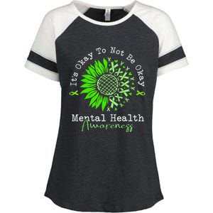 Its Okay To Not Be Okay Mental Health Awareness Green Ribbon Enza Ladies Jersey Colorblock Tee