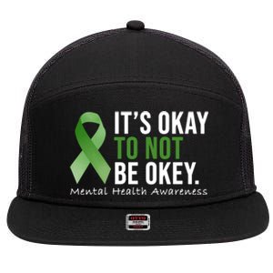 Its Okay To Not Be Okay Mental Health Awareness Ribbon 7 Panel Mesh Trucker Snapback Hat