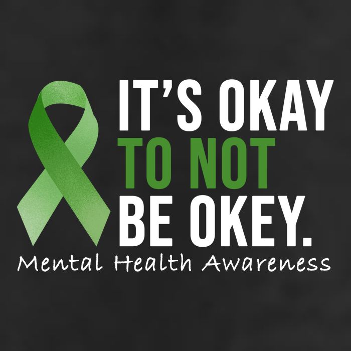 Its Okay To Not Be Okay Mental Health Awareness Ribbon 7 Panel Mesh Trucker Snapback Hat