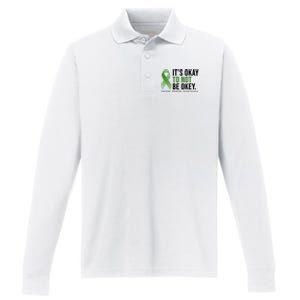 Its Okay To Not Be Okay Mental Health Awareness Ribbon Performance Long Sleeve Polo