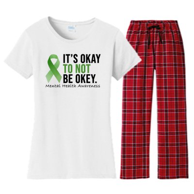 Its Okay To Not Be Okay Mental Health Awareness Ribbon Women's Flannel Pajama Set