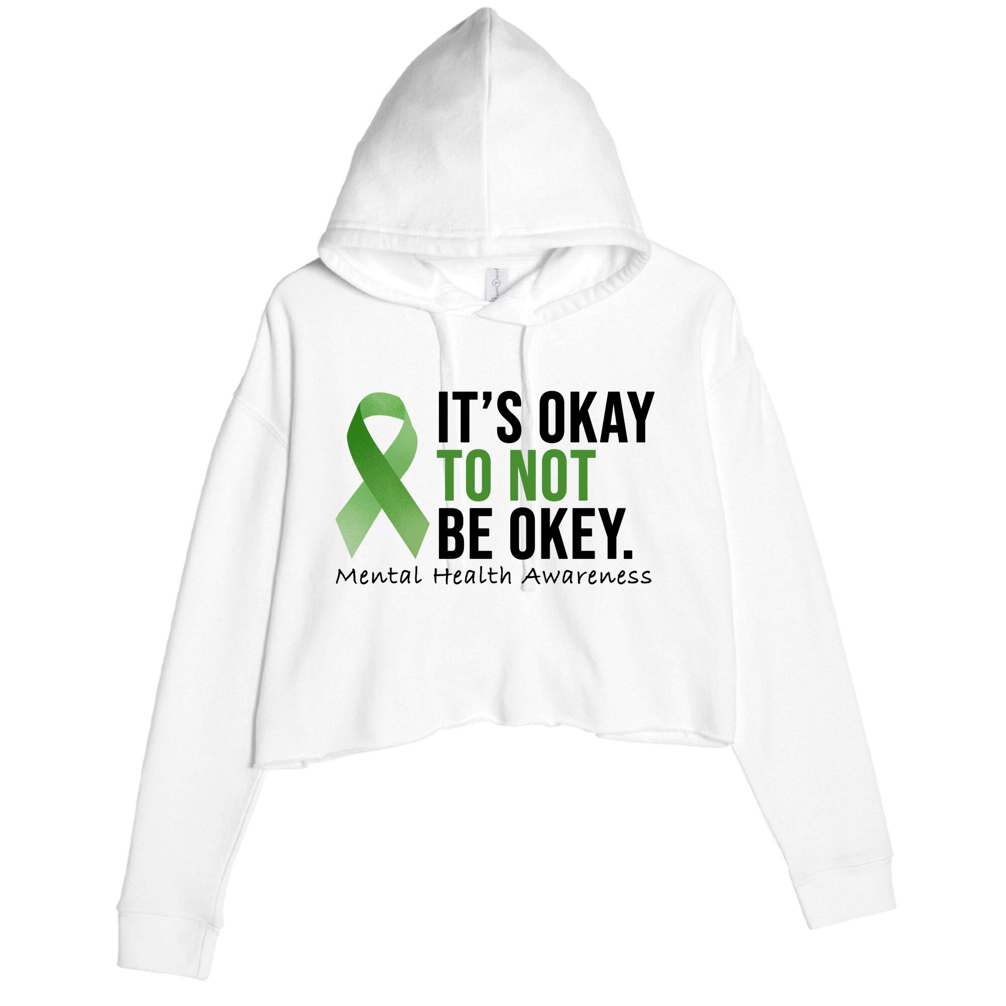 Its Okay To Not Be Okay Mental Health Awareness Ribbon Crop Fleece Hoodie