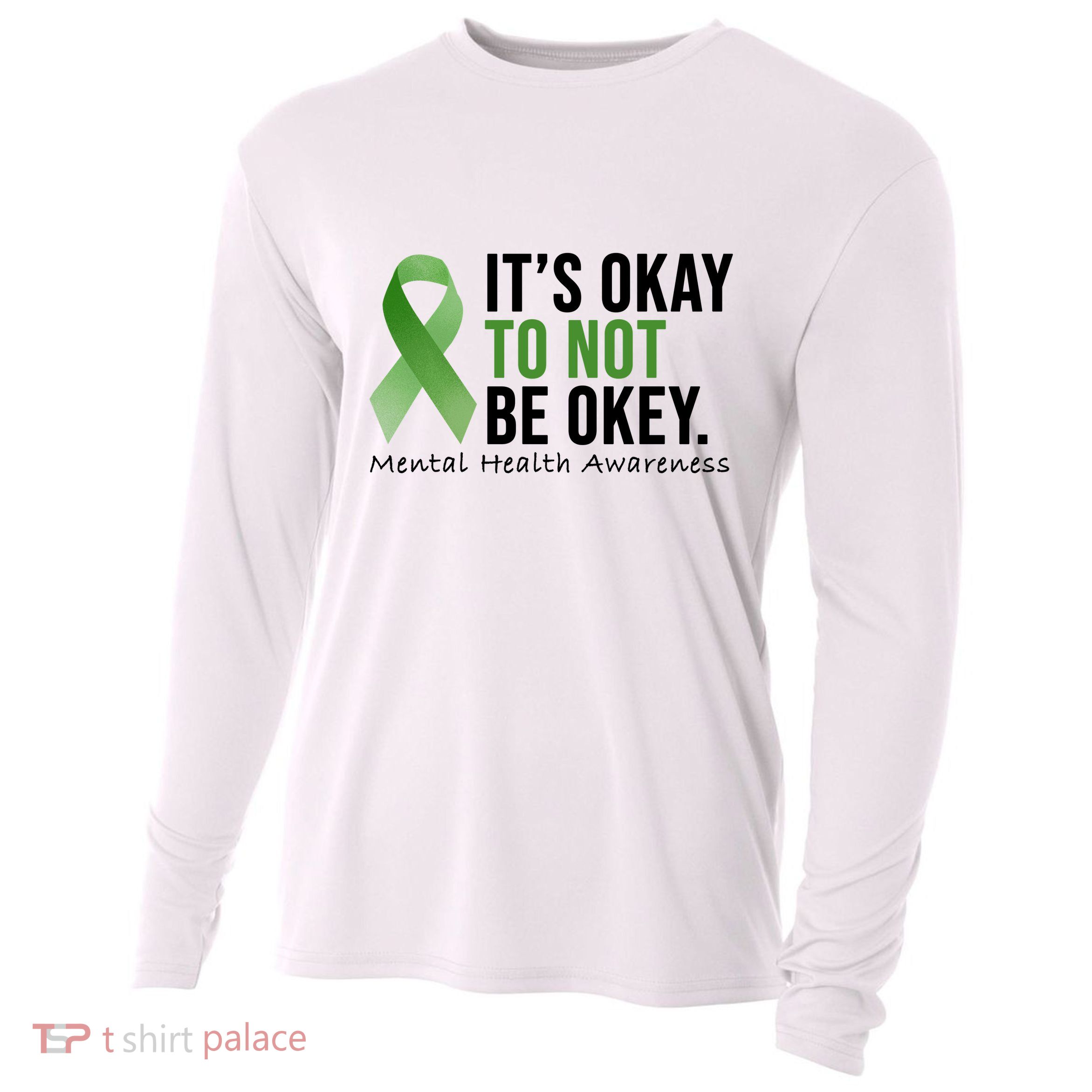 Its Okay To Not Be Okay Mental Health Awareness Ribbon Cooling Performance Long Sleeve Crew