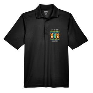 It's Ok To Be Different Dabbing Cat Down Syndrome Awareness Men's Origin Performance Pique Polo