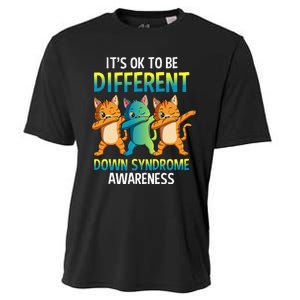 It's Ok To Be Different Dabbing Cat Down Syndrome Awareness Cooling Performance Crew T-Shirt