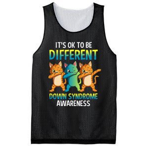 It's Ok To Be Different Dabbing Cat Down Syndrome Awareness Mesh Reversible Basketball Jersey Tank