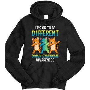 It's Ok To Be Different Dabbing Cat Down Syndrome Awareness Tie Dye Hoodie