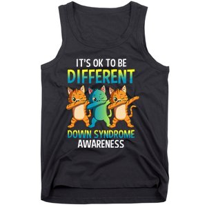 It's Ok To Be Different Dabbing Cat Down Syndrome Awareness Tank Top