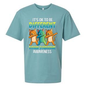 It's Ok To Be Different Dabbing Cat Down Syndrome Awareness Sueded Cloud Jersey T-Shirt