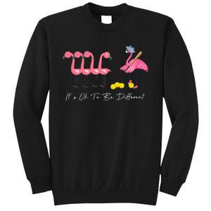 It's Ok To Be Different Funny Flamingo Softball Lover Sweatshirt