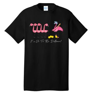 It's Ok To Be Different Funny Flamingo Softball Lover Tall T-Shirt