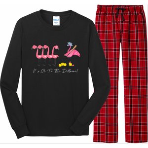 It's Ok To Be Different Funny Flamingo Softball Lover Long Sleeve Pajama Set