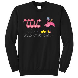 It's Ok To Be Different Funny Flamingo Softball Lover Tall Sweatshirt