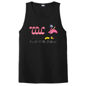 It's Ok To Be Different Funny Flamingo Softball Lover PosiCharge Competitor Tank