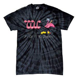 It's Ok To Be Different Funny Flamingo Softball Lover Tie-Dye T-Shirt