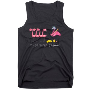 It's Ok To Be Different Funny Flamingo Softball Lover Tank Top